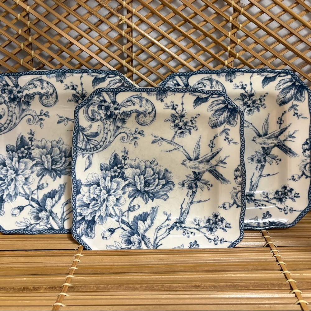 222 Fifth Adelaide Blue and White Porcelain Plate Set of 3